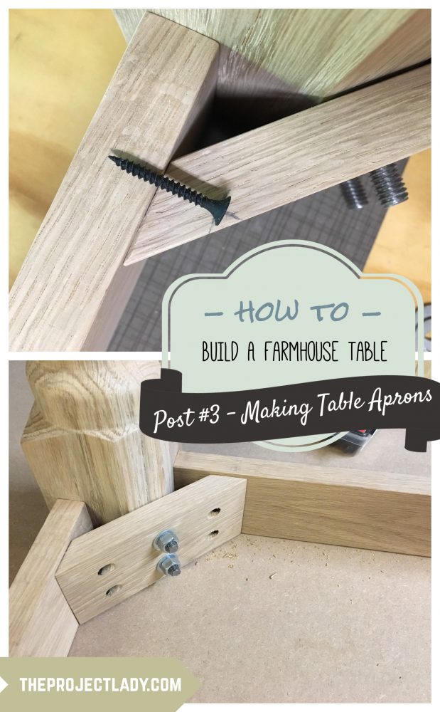 How to make apron pieces for a Farmhouse Table (Harp Design copycat) - theprojectlady.com