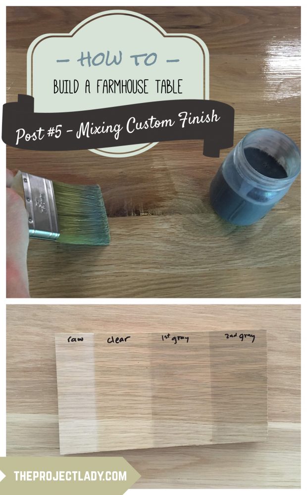 How to mix & apply tinted finish for a Farmhouse Table (Harp Design copycat) - theprojectlady.com