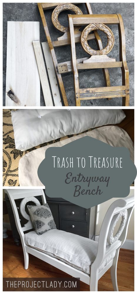Trash to Treasure - DIY Entryway Bench - theprojectlady.com