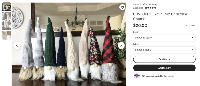 Customize Wooden Christmas Gnome with Bendable-Knit Hat